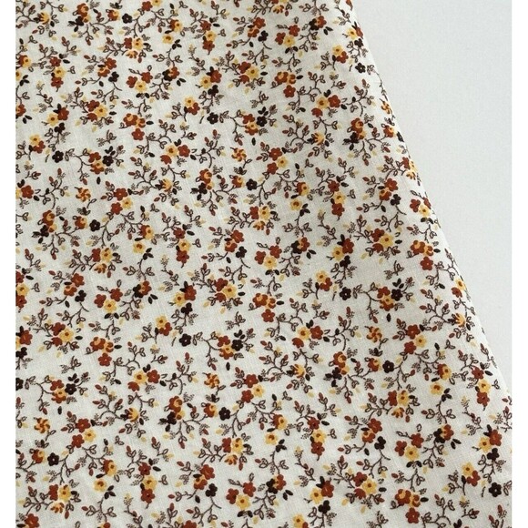 Vintage Calico Fabric Rust Yellow Cream Brown Cotton by Cranston 1yd 12" x 43" - Picture 1 of 3